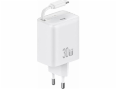 Usams Nabíječka Síť nabíječek USAMS. 1x USB-C s navíjecím kabelem USB-C Navíjecí PD+QC 30W Gan Rychlé nabíjení bílé YC Series CC241TC02 (US-CC241)