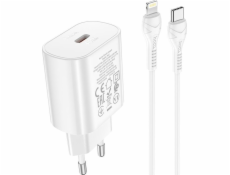 Hoco Nabíječka HOCO TYPE C PD 25W QC3.0 s kabelem pro Lightning 8-pinový konektor Jetta N22 bílá