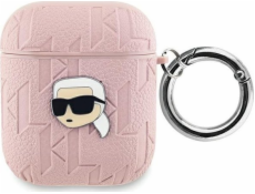 Karl Lagerfeld Karl Lagerfeld KLA2PGKIPP Kryt na AirPods 1/2 růžový s monogramem a hlavou Karla