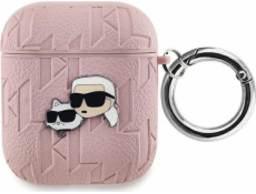 Karl Lagerfeld Karl Lagerfeld KLA2PGKCPP Kryt na AirPods 1/2 růžový s monogramem a hlavou Karla a Choupette
