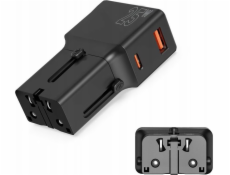 MOBILE ORIGIN Cestovní adaptér 25W, EU/US/UK/AU, černý (TAD25-2P-BLK)