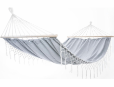 Enero Houpací síť Garden Hamak pro 2 osoby 200x150 cm s rozpěrnými tyčemi a třásněmi, Miami grey