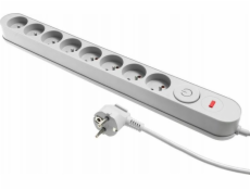 Plastrol Prodlužovací lišta Filtr W-00026 s přepěťovou ochranou, osm zásuvek, vypínač, šedá