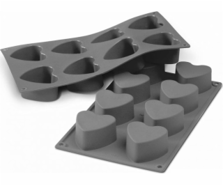 Patisse Mini ve tvaru srdce 29 x 17 cm, šedý silikon, 8 p...
