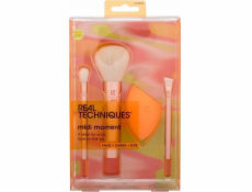 NoName Sada štětců na make-up REAL TECHNIQUES_SET Midi Moment, 3 ks. + houbička na make-up