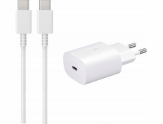 Vega Nabíječka SAMSUNG EP-TA800 3A TYPE-C PD 25W SÍŤOVÁ NABÍJEČKA + KABEL TYPE-C NA TYPE-C 3A PD BÍLÁ>