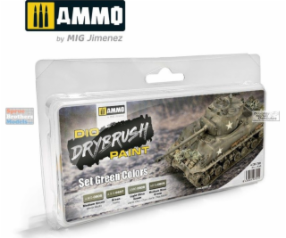 Vallejo Ammo: DIO Drybrush Paint - sada zelených barev