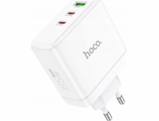 Hoco Nabíječka HOCO do zásuvky 2 x Type-C + USB A QC PD 65W GaN N30 bílá