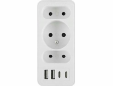 Plastrol TROJITÝ ROZDĚLOVAČ + 2x USB A 2x USB C