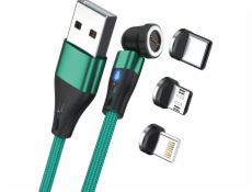 Realpower Magnetický kabel RealPower USB kabel 3 A, 2 m, s adaptérem
