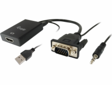 Equip Vybavit AV adaptér Vybavit VGA auf HDMI adaptér, se zvukem, černý, 15 cm