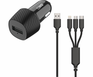 2GO Nabíječka 2GO KFZ 3000mA 3v1 Micro-USB, Lightning, US...