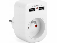 Montis Rozbočovač s uzemněním 1p+Z 2xUSB 2.1A Montis MT092 bílý