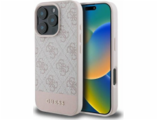 Guess Guess GUHCP16LG4GLPI tvrdý kryt pro iPhone 16 Pro 6.3 růžový/růžový 4G se spodním proužkem