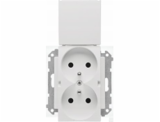 Kontakt-Simon Zásuvka Kontakt-Simon 55 TGZ2BMCZ.01/111 dvojitá pro verzi IP44 s těsnicím modulem 16 A, 250 V~, rychlospojky bílá matná