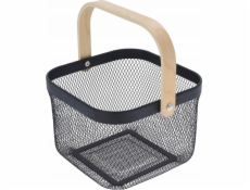 Storage Solutions Kovový košík s dřevěnou rukojetí, 25 x 24,5 x 18 cm