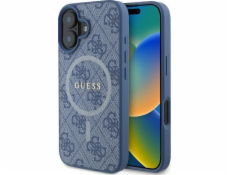 Guess Guess GUHMP16SG4GFRB pevný kryt pro iPhone 16 6.1 modro/modrý 4G kroužek klasické logo MagSafe