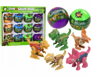 LeanToys Sada 12 barevných dinosauřích vajec na kutálení