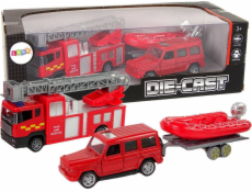LeanToys Hasičské vozidlo Sada Napínací motorový člun Jeep Červený