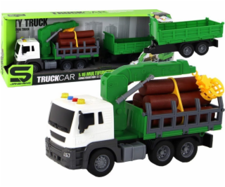 LeanToys Nákladní vůz s jeřábem Přívěs Třecí pohon Zvuky ...