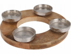 Home Styling Collection Kolekce Home Styling Svíčka na čajové svíčky z mangového dřeva s hliníkovou základnou, O 27 cm