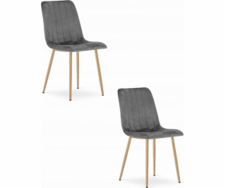 Leobert Židle LAVA - tmavě šedý samet / nohy v barvě dřev...