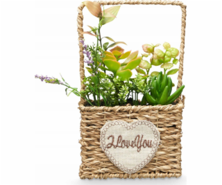 Ibergarden Umělé sukulenty v pleteném košíku LOVE, 12 x 2...