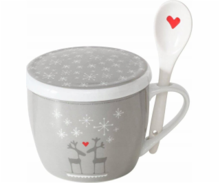 Boltze Vánoční hrnek Jumbo s víčkem a lžičkou LOVELIES, 6...