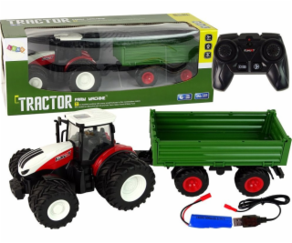 LeanToys Dálkově ovládaný traktor s přívěsem 1:24 Červeno...
