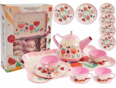 LeanToys Sada na čaj hrnky, konvice, podšálky, 14 kusů, LEAN Toys