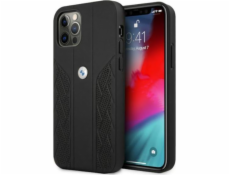 BMW Pouzdro BMW Bmhcp12Mrsppk pro iPhone 12/12 Pro 6.1 černé/černé tvrdé kožené pouzdro s perforací, zakřivené