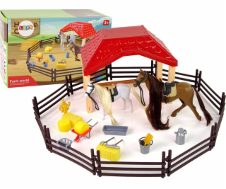 LeanToys Sada figurek pro farmáře, stáje, koně na česání,...