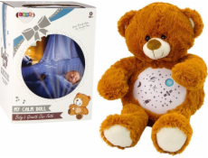 LeanToys Plyšový medvídek světýlka, zvuky, noční a denní režim, hnědý