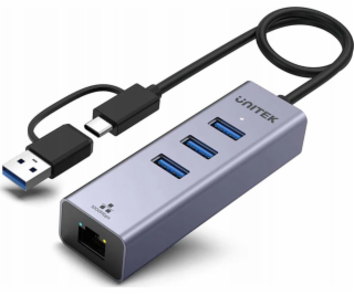 Unitek USB HUB Unitek Hub USB C 4v1 Ethernet 3 x USB A 5 ...