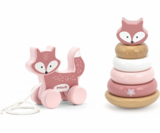 Viga Toys Sada dřevěná pyramida lišky + liška na tahání L...