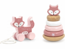 Viga Toys Sada dřevěná pyramida lišky + liška na tahání Lumarko!