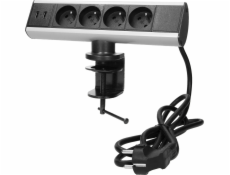 Orno Nábytková zásuvka s montážním držákem, USB nabíječkou a 1,8m kabelem, 4x2P+Z, 2xUSB