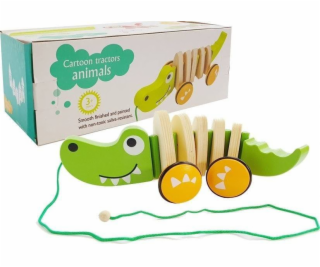 LeanToys Dřevěný krokodýl na kolečkách 18 cm