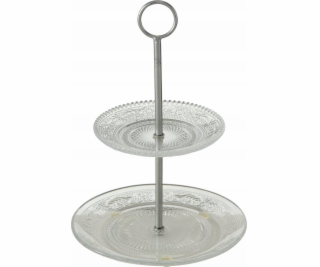 Boltze Skleněný talíř se dvěma patry, RELIÉF, 28 cm