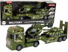 LeanToys Vojenská sada Tank Třecí pohon Vrtulník Nákladní vůz