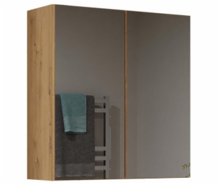 ZÁVĚSNÁ KOUPELNOVÁ SKŘÍŇKA S ZRCADLEM, DUB 22X60X60