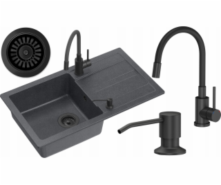 GraniteQ READY-MAX BLACK dřez žulový 1-kz/o (77x44x17,5) ...