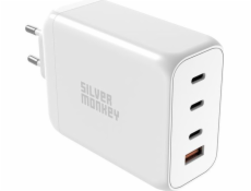 Silver Monkey Nabíječka GaN SMA154 200W 3xUSB-C PD USB-A QC 3.0 - bílá