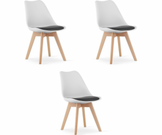 Leobert Židle MARK černá a bílá / přírodní nohy x 3