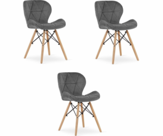 Leobert Sametová židle LAGO - šedá x 3