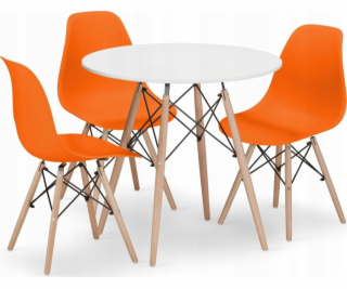 Leobert Sada bílý kulatý stůl TODI 80 + 3 oranžové židle ...