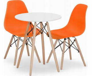 Leobert Sada TODI 60 bílý kulatý stůl + 2 oranžové židle ...