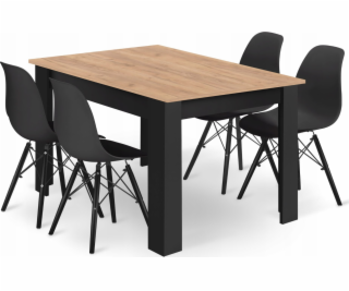 Leobert Set obdélníkový stůl 120x80 řemeslný + 4 židle OS...