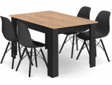 Leobert Set obdélníkový stůl 120x80 řemeslný + 4 židle OSAKA černá