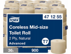 Tork Tork – Role toaletního papíru bez dutinky, T7, Advanced, 2vrstvá, 36 × 900 listů – přírodní